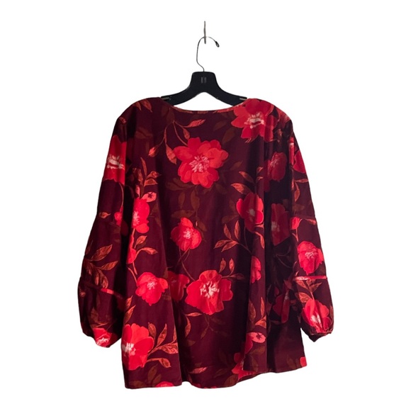 Sonoma Women's Size 2X Red Floral Corduroy Shirt - Picture 3 of 15